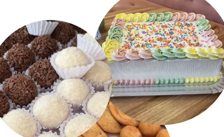 Kit Big Família: bolo, docinhos e salgadinhos